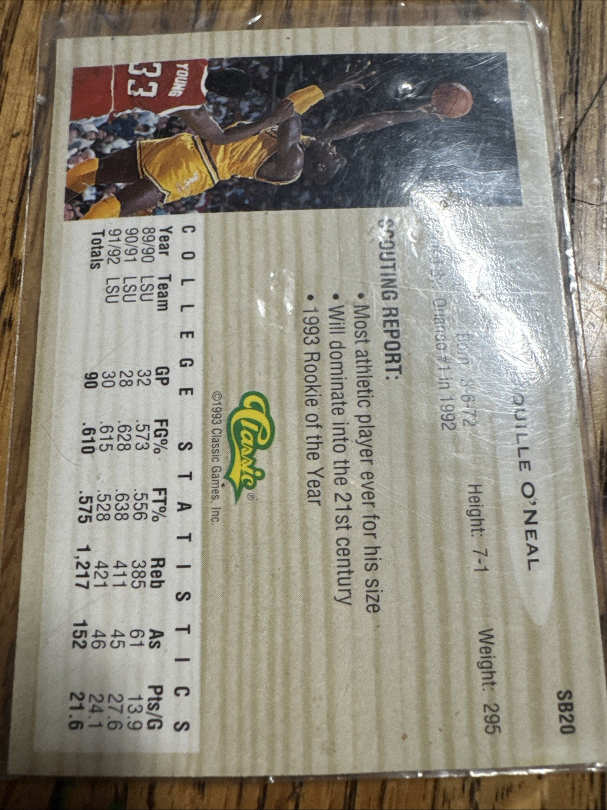 1993-94 Classic Draft Picks - Special Bonus Shaquille O'Neal #SB20