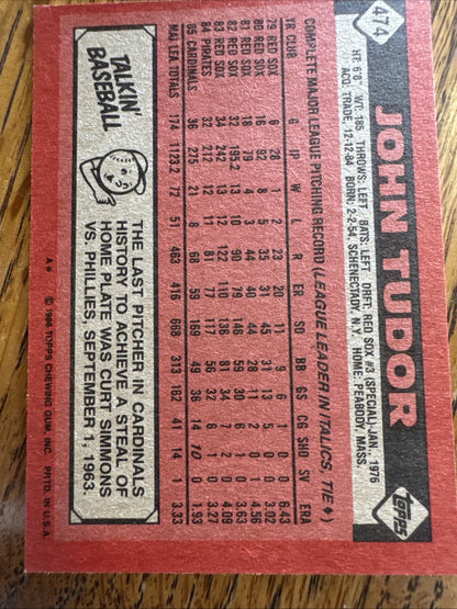 1986 Topps - John Tudor #474