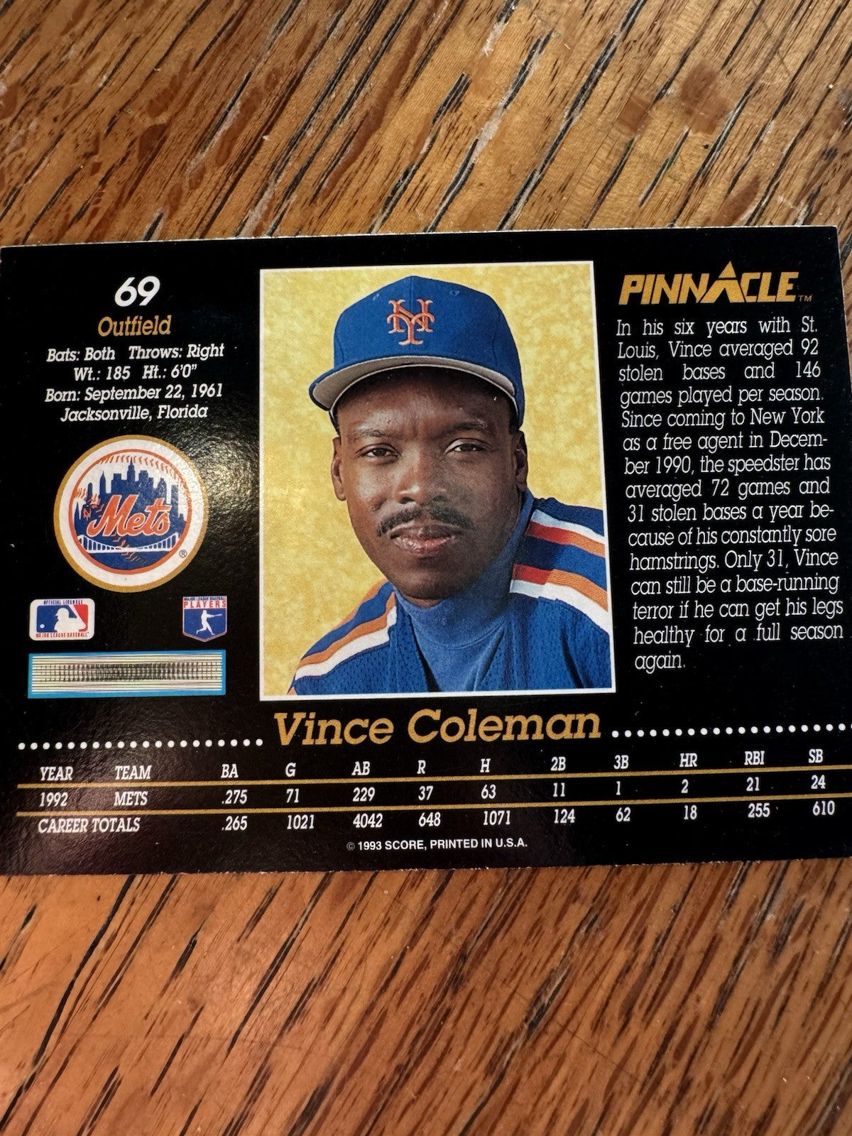 1993 Pinnacle - Vince Coleman #69