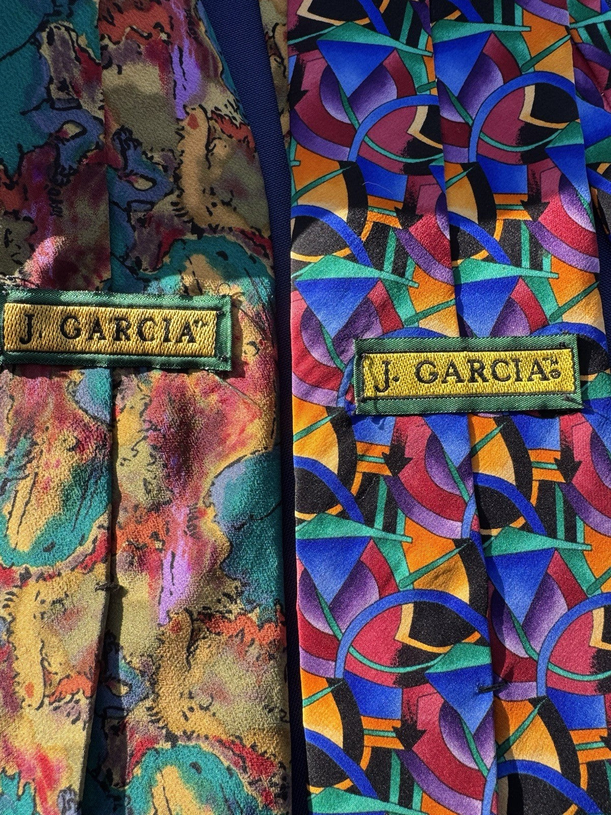 J Garcia Lot of 2 Silk Ties Abstract Pattern Grateful Dead Made in USA
