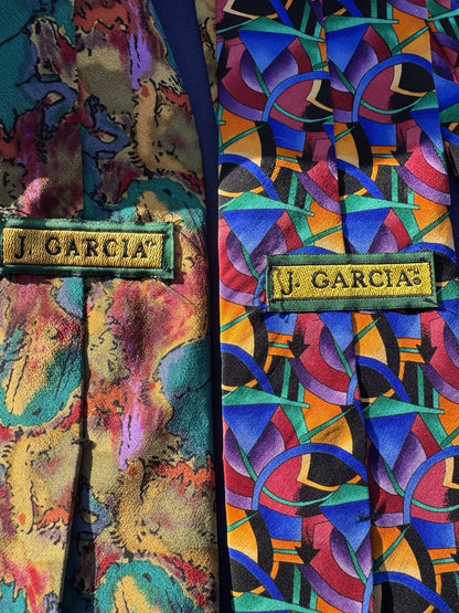 J Garcia Lot of 2 Silk Ties Abstract Pattern Grateful Dead Made in USA
