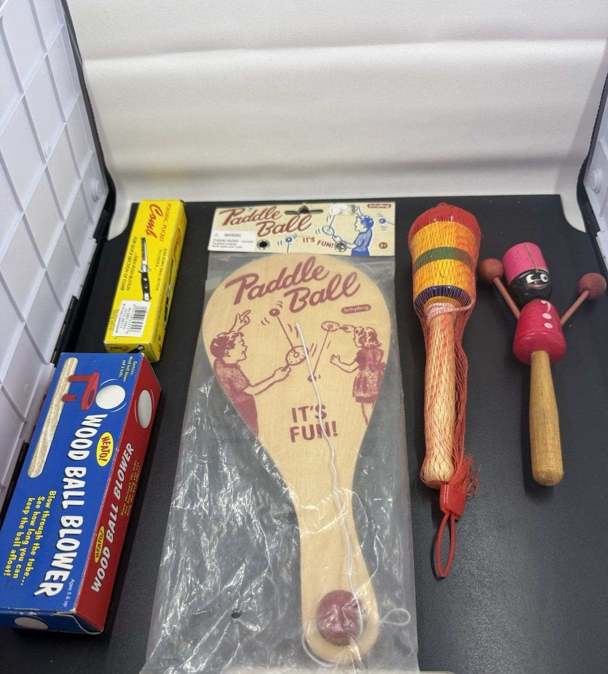 1980'S LOT OF FUN TOYS RARE Antique Black Cat Noise Maker, Ball Catcher