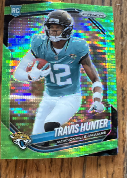 2025 Panini Prizm - Rookies Travis Hunter #301 Neon Green Pulsar Prizm (RC)