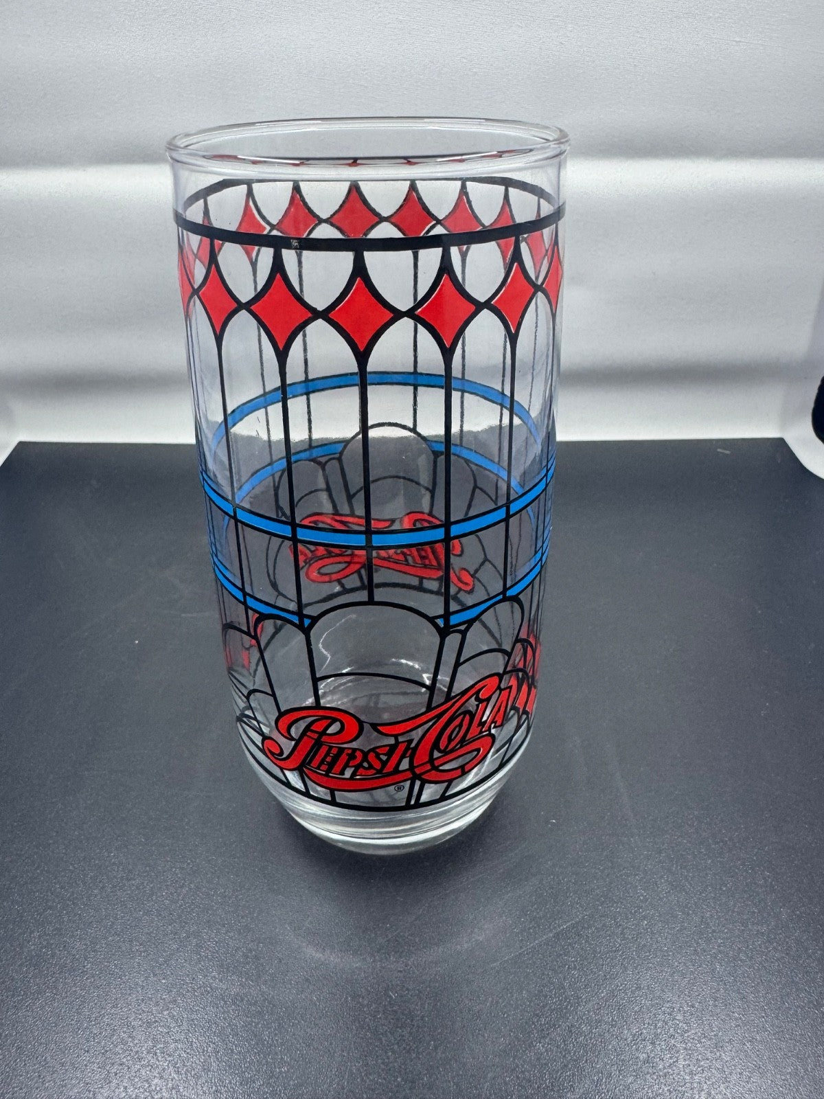 Vintage 1970’s Pepsi-Cola Tiffany Style Stained Drinking Glass Collectible