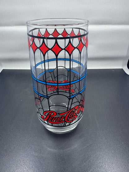Vintage 1970’s Pepsi-Cola Tiffany Style Stained Drinking Glass Collectible
