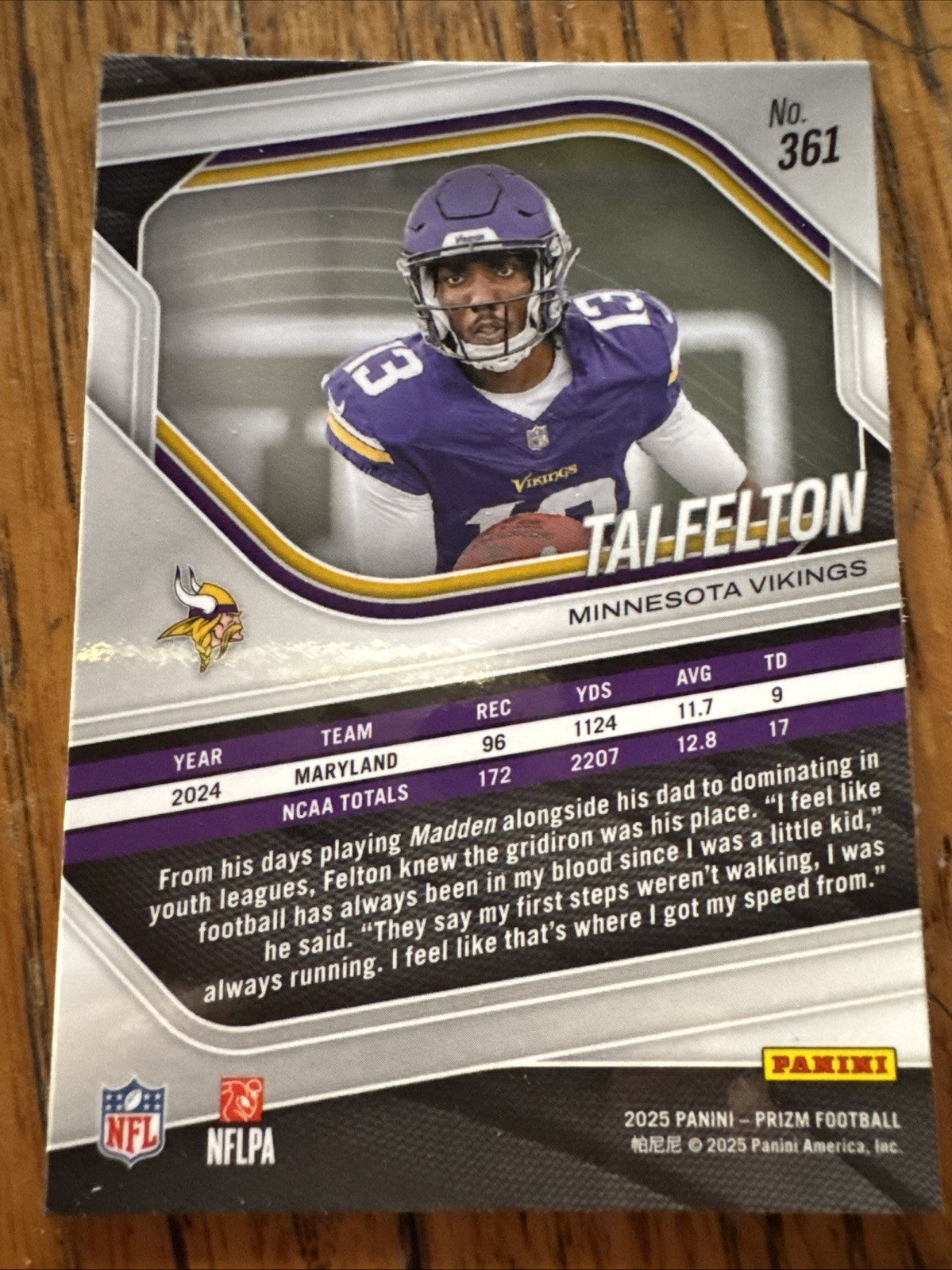 2025 Panini Prizm - Rookies Tai Felton #361 (RC)