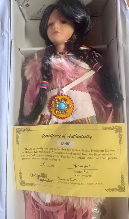Golden Keepsakes "tanis" Native American style porcelain doll